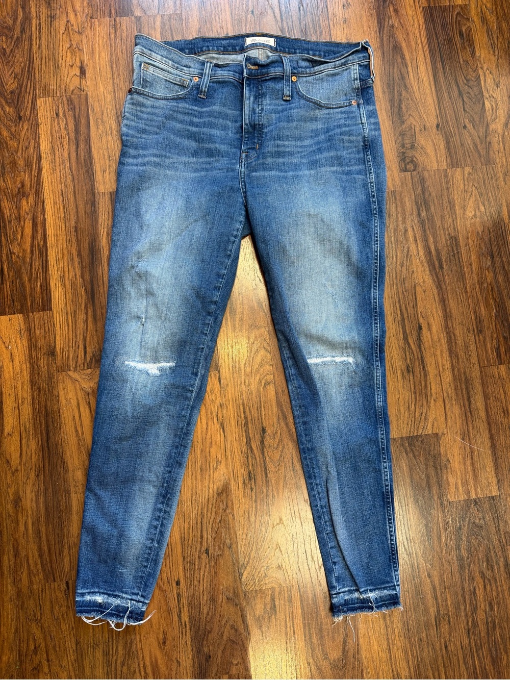 Madewell Medium Blue Distressed Skinny Jeans 33T